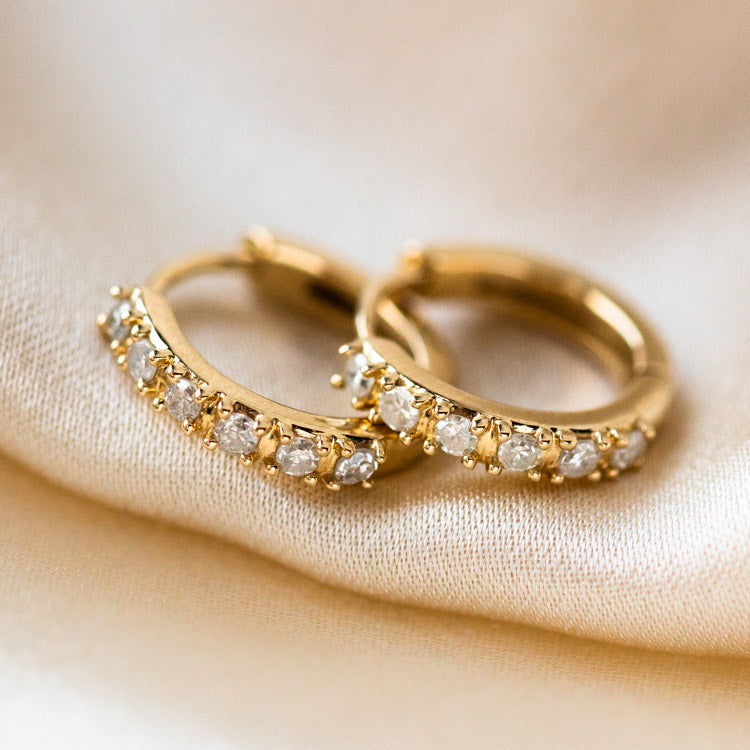 Diamond Mini Hoop Earrings / 9K and 18K Solid Gold – NYRELLE